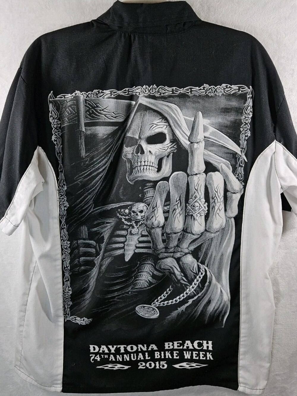 Biker Wear USA Button-Down Shirt Daytona 74th Bike Week Black Size Medium